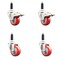 Service Caster 3 Inch 316SS Red Poly Swivel 3/4 Inch Expanding Stem Caster Lock Brake, 2PK SS316TTLEX20S314-PPUB-RED-2-S-2-34 - alternate 1